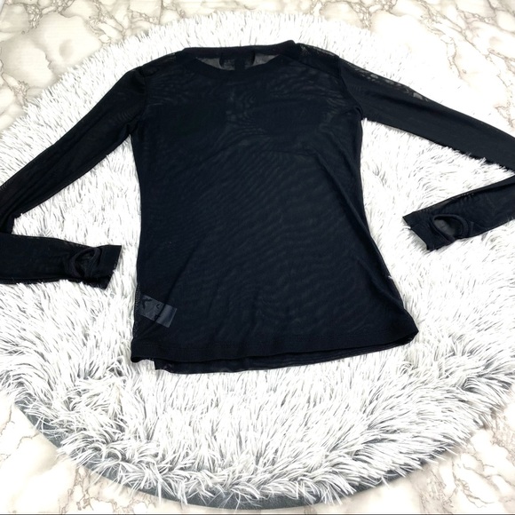 Dolls Kill Sheer Mesh Spooky Cat Patch Goth Long Sleeve Shirt EUC - Picture 8 of 11